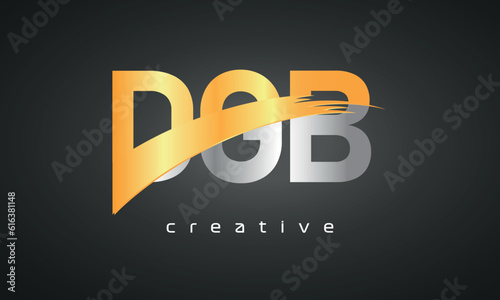 DGB Letters Logo Design with Creative Intersected and Cutted golden color photo