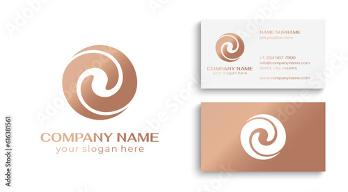 Logo spiral abstract 2 double partnership icon. Curly elegant waves. Template for creating a unique luxury design, logo