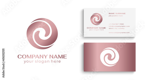 Logo spiral abstract 2 double partnership icon. Curly elegant waves. Template for creating a unique luxury design, logo