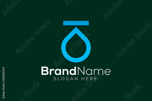 Letter T water drop blue logo design vector template