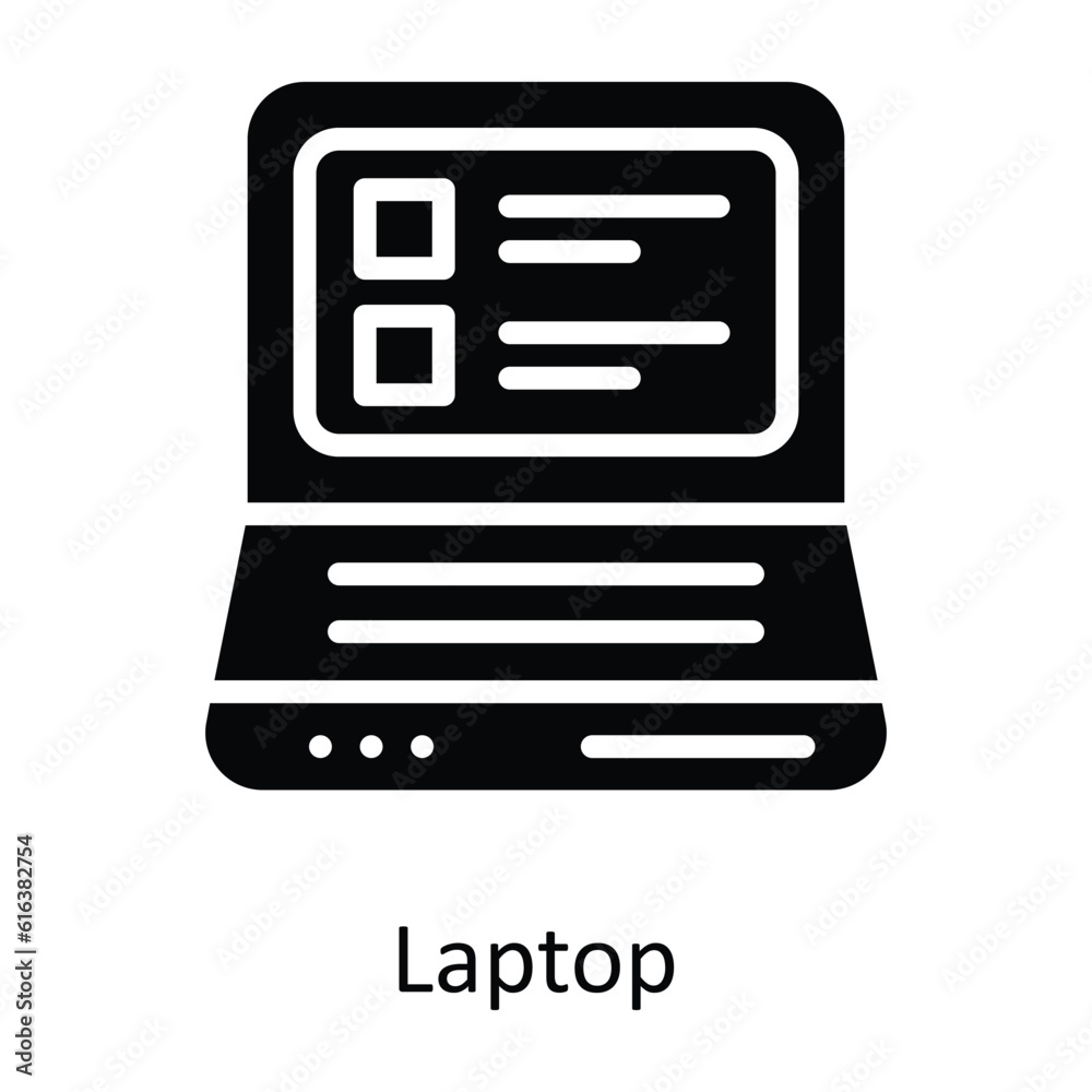 Laptop Vector solid Icon Design illustration. Multimedia Symbol on White background EPS 10 File Laptop Vector solid Icon Design illustration. Multimedia Symbol on White background EPS 10 File