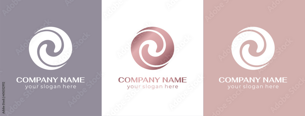 Logo spiral abstract 2 double partnership icon. Curly elegant waves. Template for creating a unique luxury design, logo