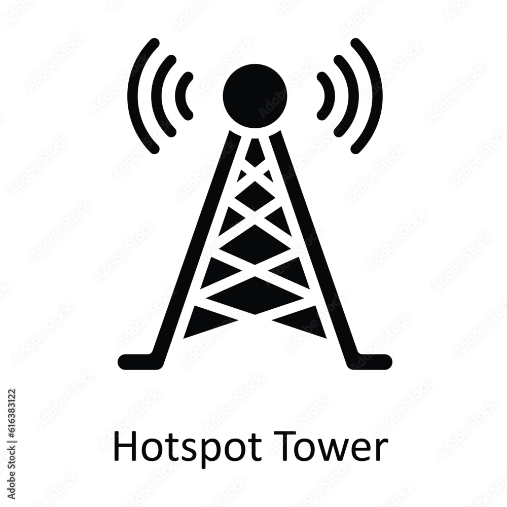 Hotspot Tower Vector solid Icon Design illustration. Multimedia Symbol on White background EPS 10 File Hotspot Tower Vector solid Icon Design illustration. Multimedia Symbol on White background EPS 10 File
