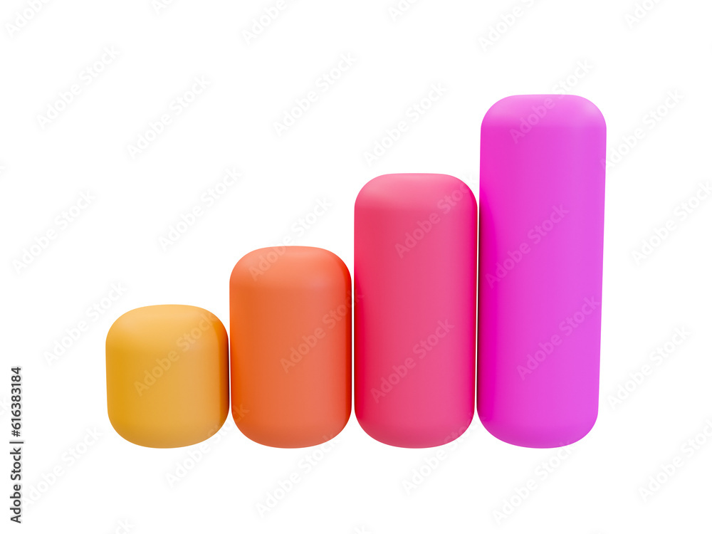 3d minimal bar chart growing. data analysis concept. 4 color bar graph icon. 3d illustration. 3d minimal bar chart growing. data analysis concept. 4 color bar graph icon. 3d illustration.