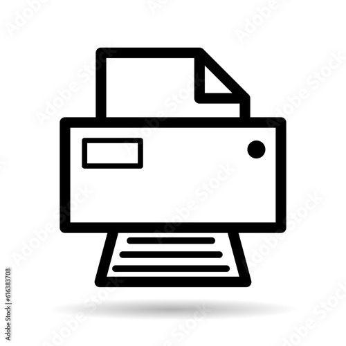 Printer document web shadow icon, printout machine technology flat sign vector illustration
