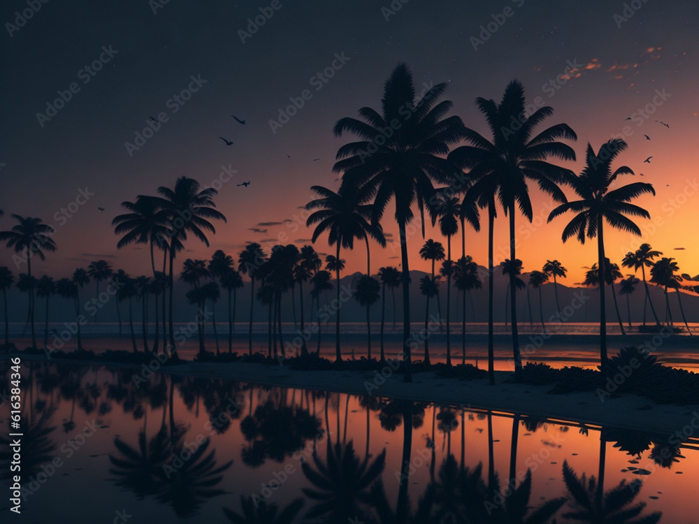 Obraz premium Palm trees on a tropical beach.
