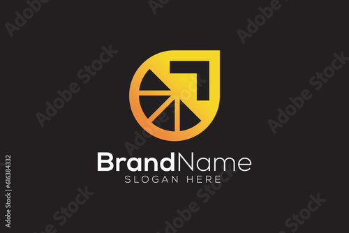 Orange Juice arrow yellow logo design template