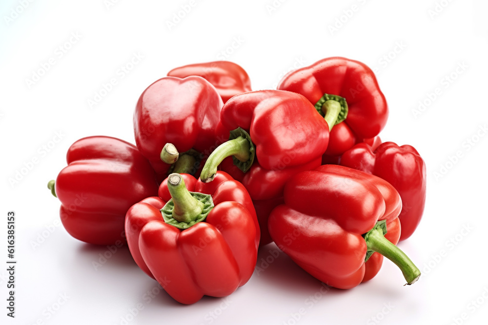 Red bell pepper on a white background. Fresh red bell pepper vegetable. Ai generative.