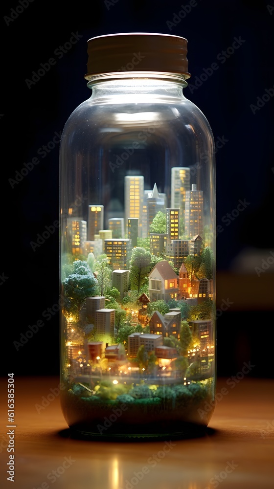 miniature city in a glass bottle miniature city in a glass bottle