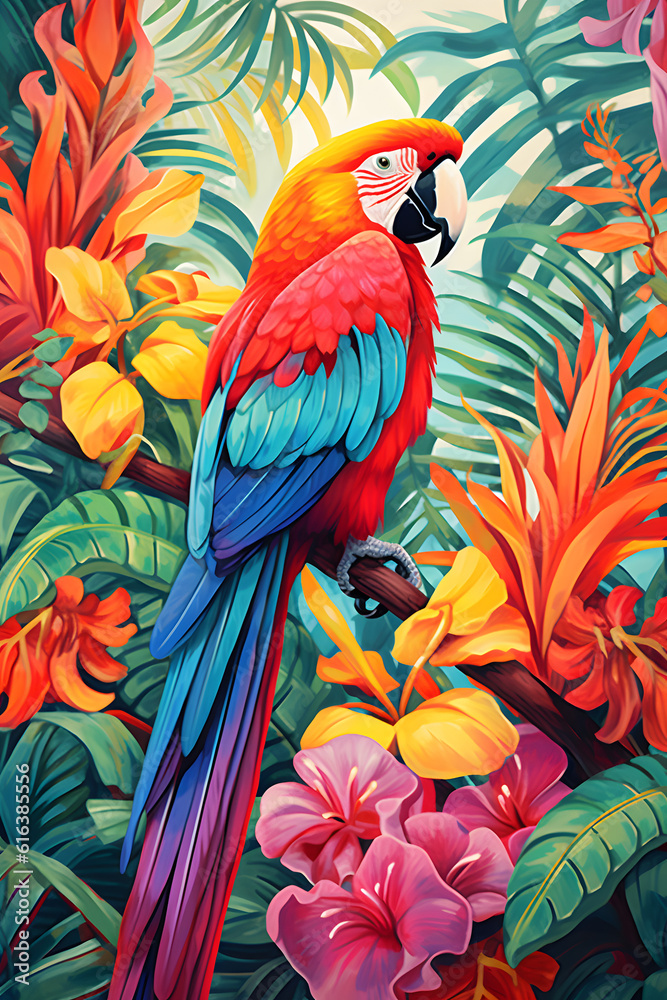 paint of red and yellow macaw