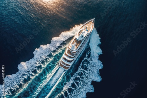 massive ship sailing on the open sea. Generative AI