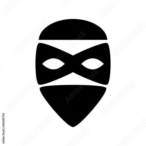 Black face bandit thief icon flat vector design