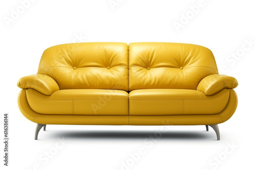 Modern yellow sofa furniture isolated on white background. 