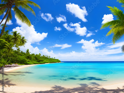 Landscape of a beautiful tropical beach. AI Generated