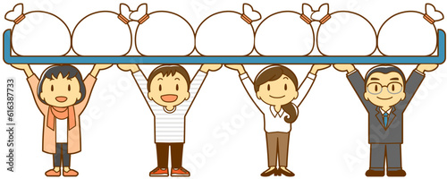 みんなで支え合い（袋・笑顔）