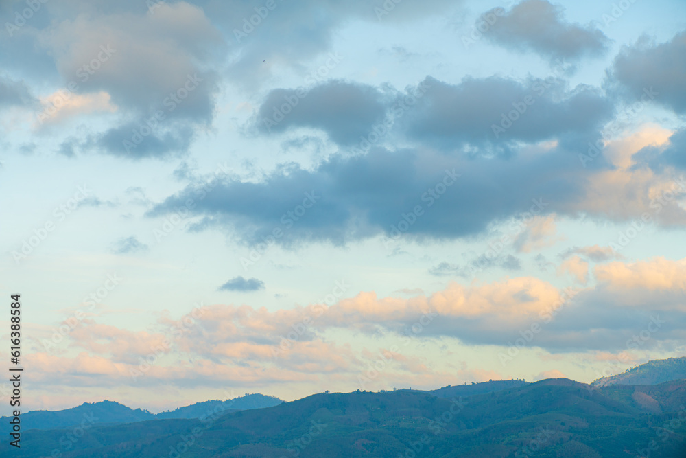 Fototapeta premium Mountain river sunset sky with cloud dam nature landscape