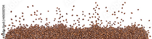 Coffee Beans Panorama on Transparent PNG Background