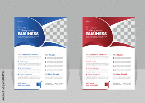 Modern Business Flyer Design Template A4 Size with Two Color Scheme