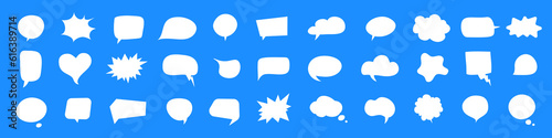 Set blank speech bubbles different shapes. Collection empty elements for chatting message. Vector illustration.