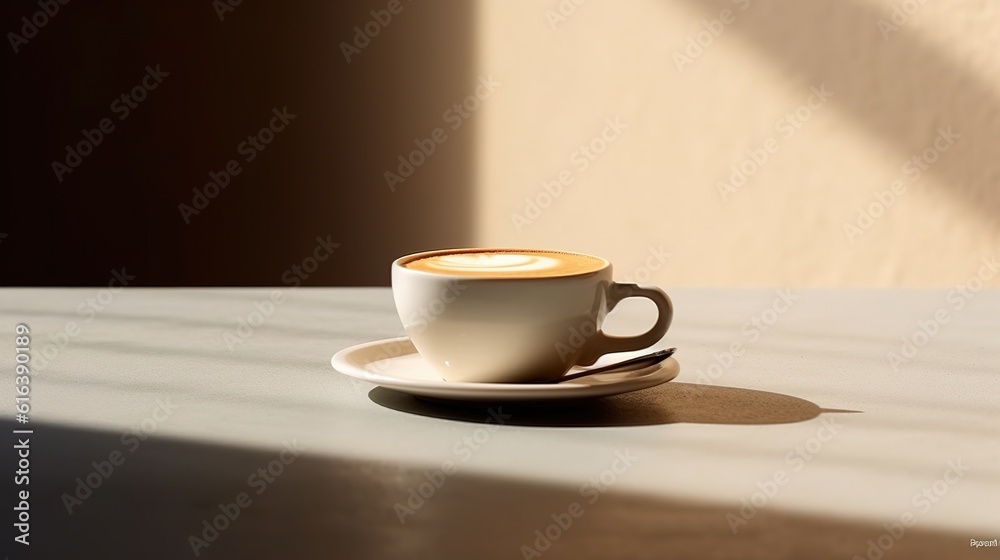 Coffee latte art cup office desk generative ai Coffee latte art cup office desk generative ai