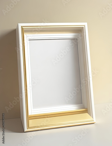 Mockup blank picture frame close up, generative AI
