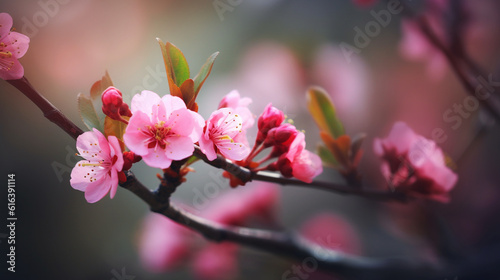 Spring flower bloom nature background shallow depth of field of wild, Generative AI