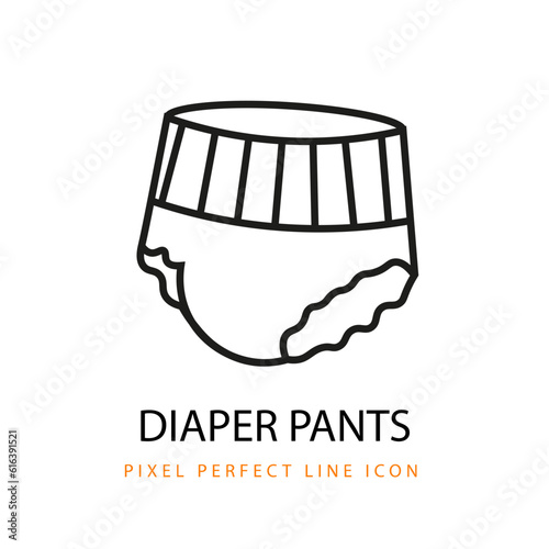 Disposable Diaper Pants Icon Line Art Pixel Perfect Infant Baby Adult