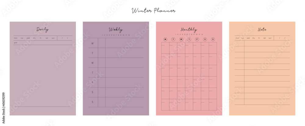 (Peach)4 set of daily, weekly, monthly, check planner. Minimalist ...