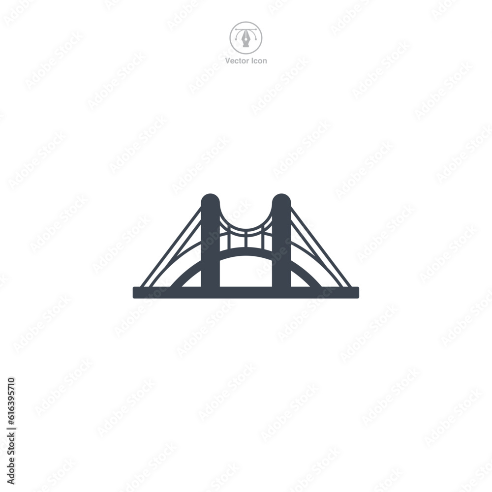 Bridge icon vector portrays a stylized architectural construct ...