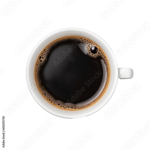 Coffee americano isolated on a transparent background. Top view. Generative AI. photo