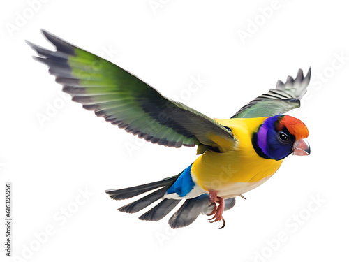 ‎lady gouldian finch bird flying generated by ai