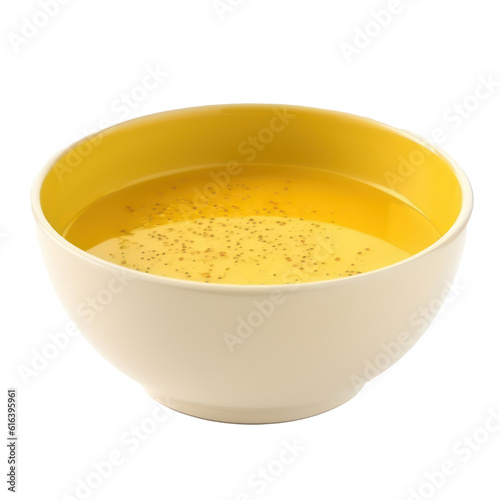 Bowl with mustard isolated on transparent background. Generative AI.