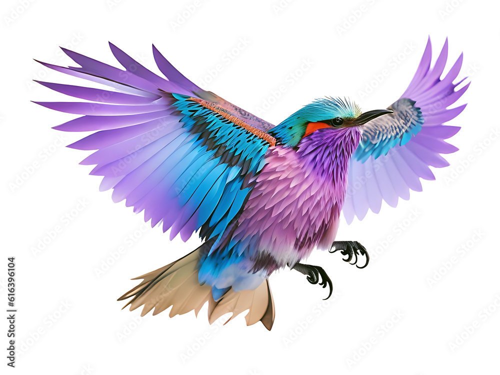 Obraz premium Lilac-breasted roller bird flying generated by ai