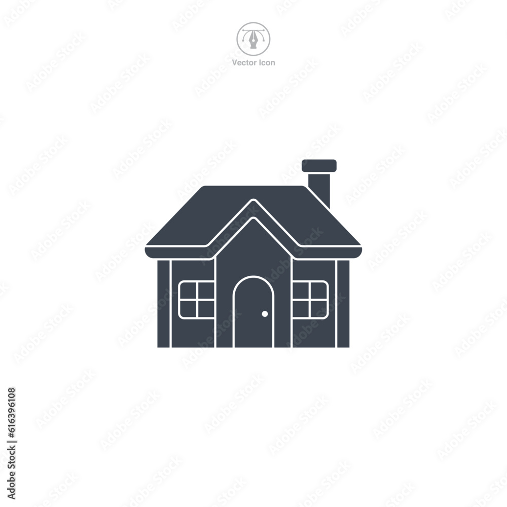 Home icon vector displays a stylized house. It represents the concept of home, housing, domesticity or return to the start