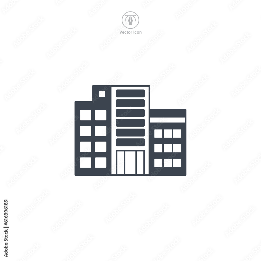 Hospital icon vector portrays a simplified medical institution, symbolizing healthcare, treatment, emergency services, and wellbeing