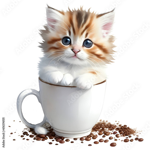 catl in cup of coffee, AI generative photo
