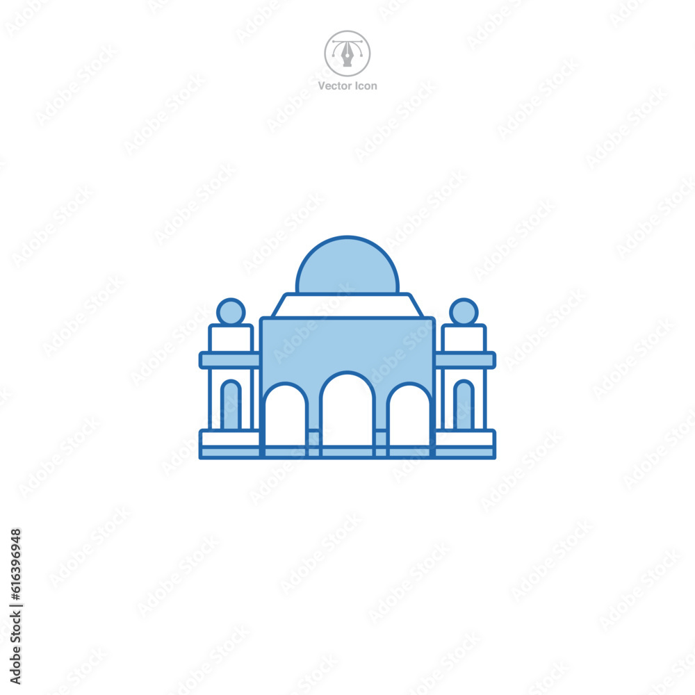 Temple icon vector illustrates a stylized place of worship, signifying religion, spirituality, prayer, faith, and diverse cultural traditions Temple icon vector illustrates a stylized place of worship, signifying religion, spirituality, prayer, faith, and diverse cultural traditions