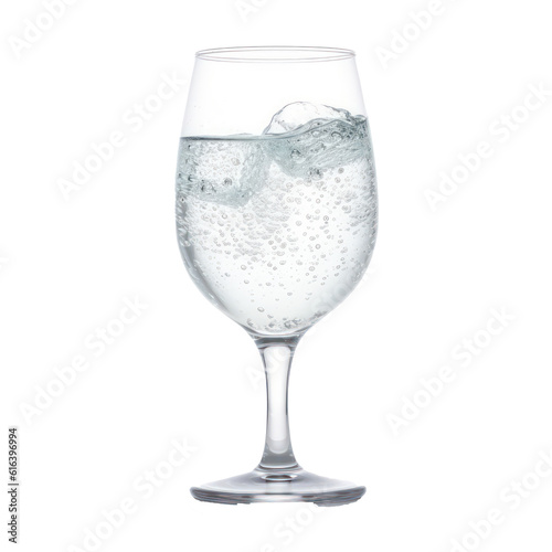 Glass of sparkling water isolated transparent  background. Generative AI.