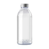 Pure water in the transparent glass bottle with aluminum cap isolated on transparent background. Generative AI.