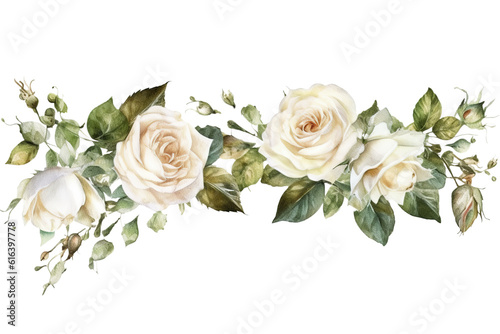 Fototapeta Naklejka Na Ścianę i Meble -  rose buds lovely small white roses borders 1