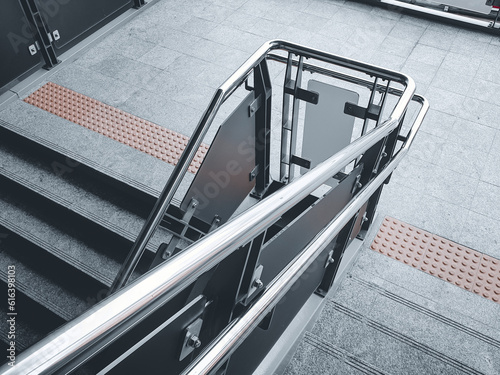 Murais de parede Stainless steel railing at station.Fall Protection.
