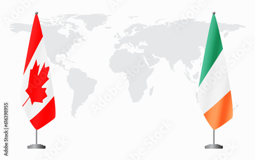 Canada and Ireland flags for official meeting