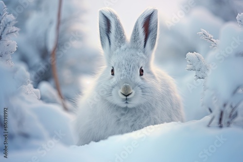 Arctic Hare in Snow Snowy Lagomorph