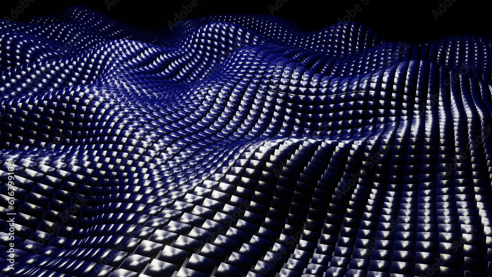 Black mosaic background, 3d waves from square metal shapes, technology abstract modern wallpaper. Black mosaic background, 3d waves from square metal shapes, technology abstract modern wallpaper.