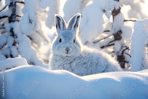 Arctic Hare in Snow Snowy Lagomorph