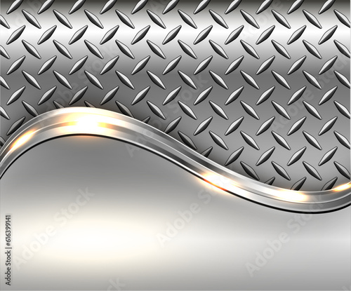 Metal background shiny chrome metallic with diamond plate texture, silver polished steel  texture wallpaper.