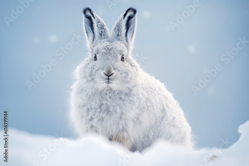 Arctic Hare in Snow Snowy Lagomorph © mindscapephotos
