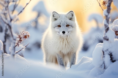Arctic Fox in Snow Frozen Landscape Resident © mindscapephotos