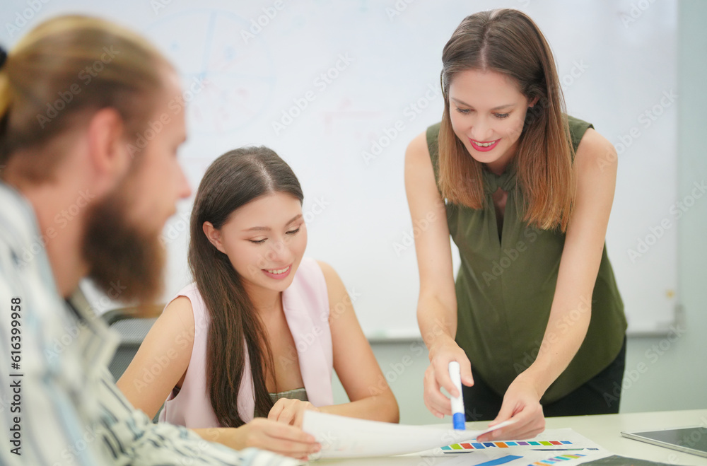 Coworkers discussing business ideas. People working in team Coworkers discussing business ideas. People working in team