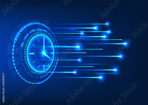 Time technology with technology circle with beam forward The concept of rapid development of technology results in the economy. people's well-being The world's business is growing rapidly.